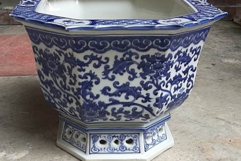 Shengjiang handmade blue and white ceramic flower pot