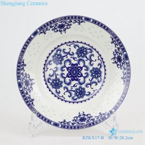 RZKX17-B    hand made Blue and white  cearmic plate