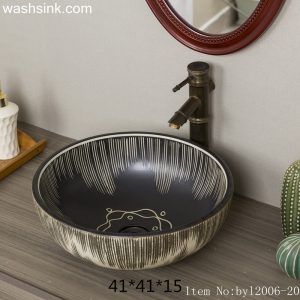 byl2006-20  Black marbled round porcelain washbasin