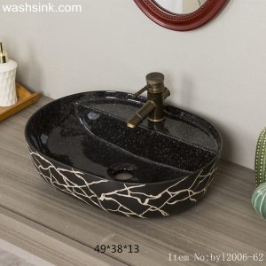 byl2006-62 Marbled black striped porcelain table basin
