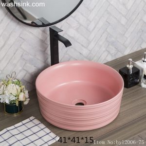byl2006-75 Color glaze pink round ceramic table basin