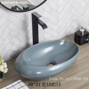byl2006-93 Color glaze grey blue oval ceramic table basin