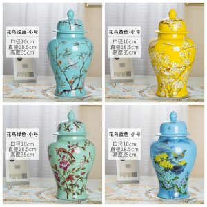 RZRV31 Series Color glaze decorative flower bird ceramic general jars