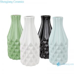 RZRW04-A-B-C-D Color glaze simple rhombic pattern ceramic vase decoration