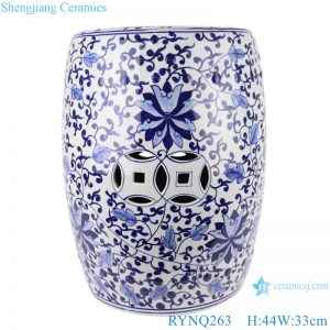 RYNQ263 Chinese blue and white ceramic stool flower design