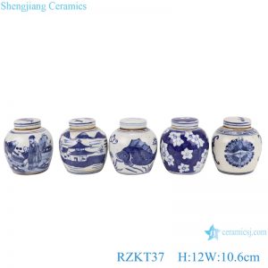 RZKT37-Series Chinese blue and white multi-pattern ceramic storage pot set