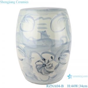 RZNA04-B Chinese handmade light blue pattern ceramic stool