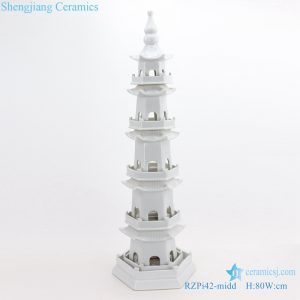 RZPI42   WHITE ancient times pure hand made ceramic decorative pagoda