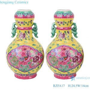 RZFA17 Chinese handmade powder enamel can with two ears