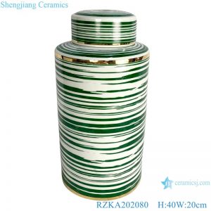 RZKA202080 Straight tube green line gilt edged jar