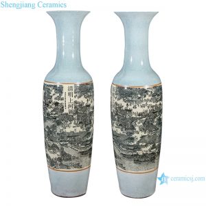 RZRi11-A Porcelain antique crack large vase ornaments in Qingming shanghetu