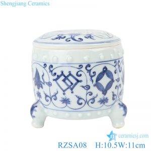 RZSA08 Chinese handmade Blue and white pattern hollow hole ceramic pot