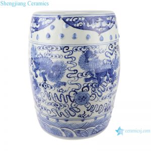 RZSC12-A/B  Antique blue and white hand-painted figures ceramic drum stool