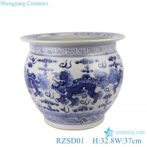 RZSD01 Chinese handmade blue and white dragon design ceramic tank