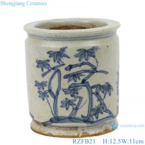RZFB21 Chinese blue and white pen holder vase ceramic