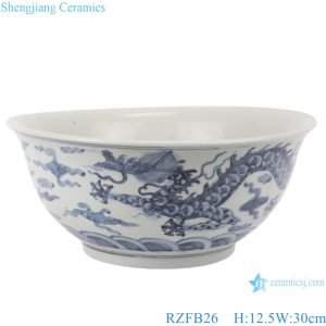 RZFB26 Blue and white old style antique ceramic bowl