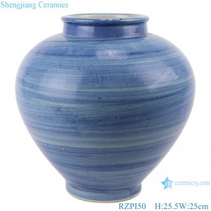 RZPI50 Chinese handmade porcelain blue striped pots storage jars