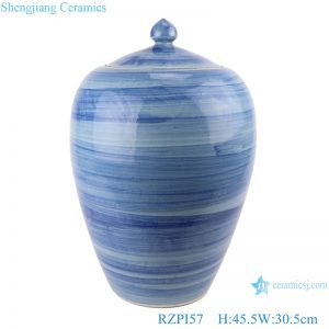 RZPI57 Jingdezhen handmade ceramic blue striped pot decoration storage jars