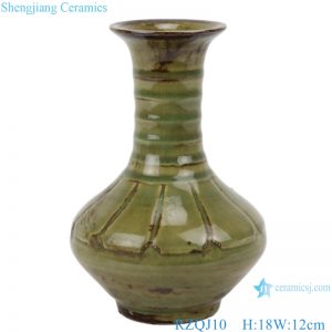 RZQJ10 Ceramic hand made green color glazed vase