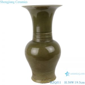RZQJ11 Chinese pure hand made green glaze ceramic vase home decor