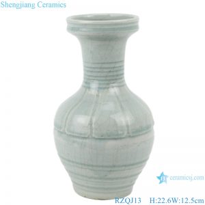 RZQJ13 Chinese pure hand made plain color light grey glazed ceramic vase home decor