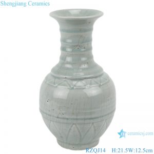 RZQJ14 plain color vase light grey glazed hand made home decor ceramic vase