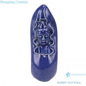 RZQW07 Color Glaze Sacrifice Blue Deep Blue Glaze Sculpture Snake Body Buddha Head