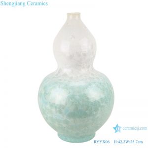 RYYX06 Handmade Crystal glaze ceramic vase with white flowers green background
