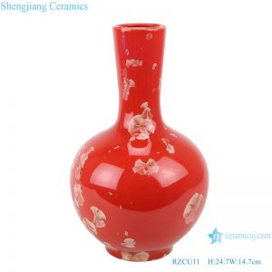 RZCU11 Ceramic vase with crystallized glaze red background decoration
