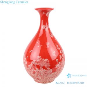RZCU12 Jingdezhen handmade vase with crystallized glaze red background decoration