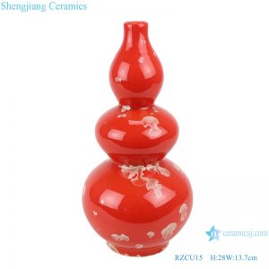 RZCU15 Ceramic vase with crystallized glaze red background table decoration