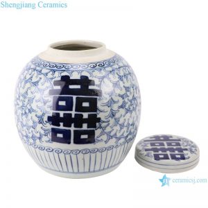 RZFZ01-M jingdezhen ceramics double happy for decoration blue and white porcelain jar
