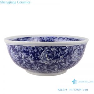 RZLE10 Handmade Blue and white ice plum butterfly ceramic wash sink