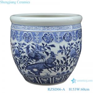 RZSD06-A Jingdezhen handmade blue and white flower birds design ceramic pots