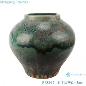 RZSP012 Southeast Asia green glazed ceramic flower home living room table decoration creative decoration dry flower vase