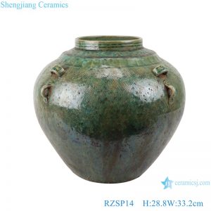 RZSP014 Southeast Asia green glazed ceramic flower home living room table decoration creative decoration dry flower vase