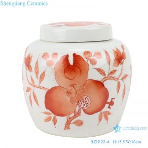 RZIH22-A  Alum red fruit pomegranate pattern ceramic pot