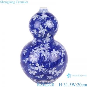 RZKD28 antique blue and white fruit double gourds shape ceramic vase