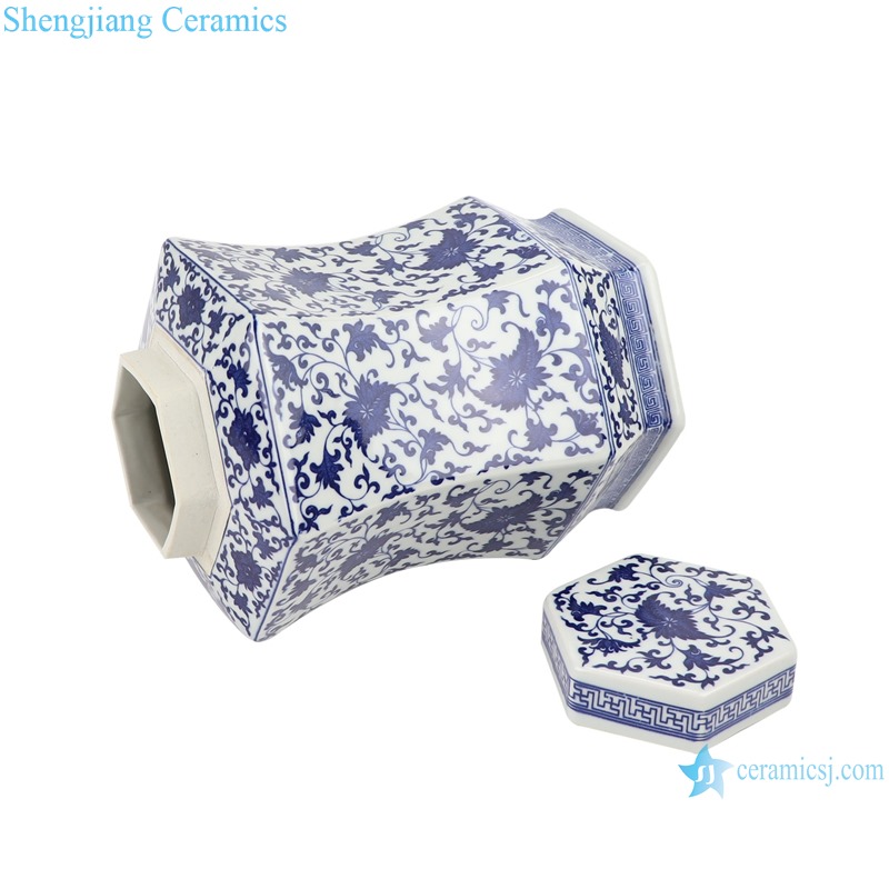 RYJF70 Blue and white ceramic hexagonal branch storage pot - Jingdezhen ...