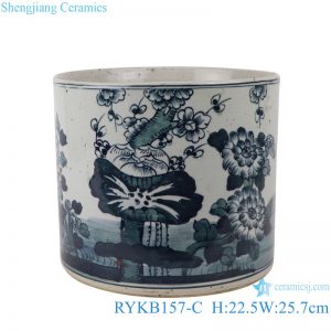 RYKB157-C Antique blue and white flower design multi-pattern ceramic pen holder