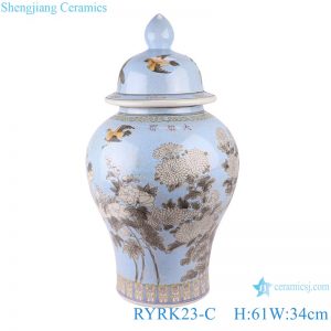 RYRK23-C Colour glaze multi-colored flower and bird pattern ginger jar
