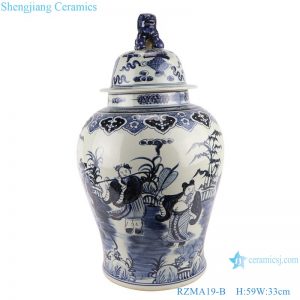 RZMA19-B_Qing Dynasty people kiln pure handmade blue and white double dragon porcelain ginger jars