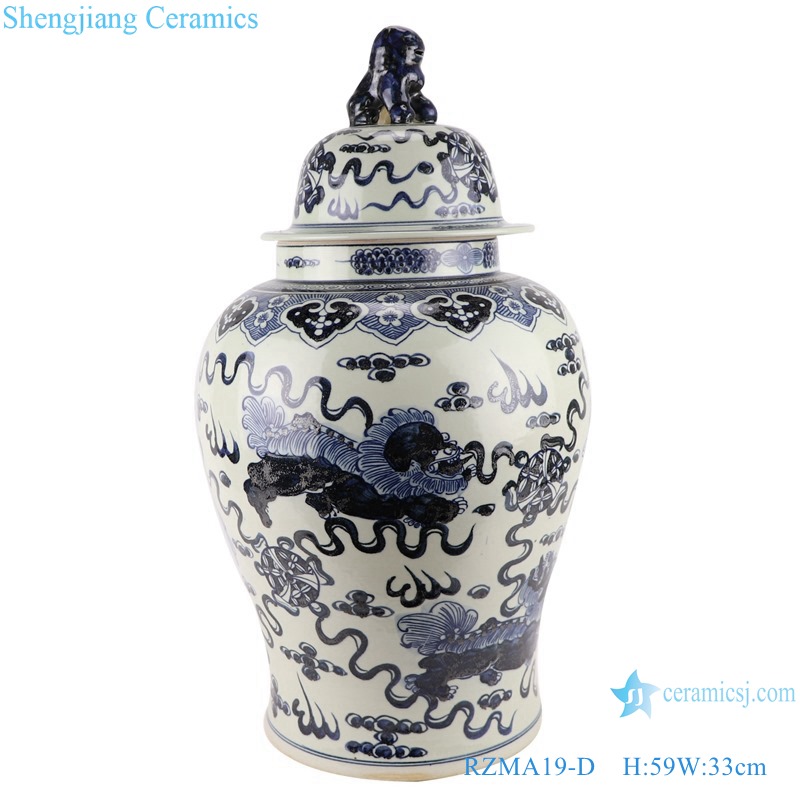 RZMA19-D_Qing Dynasty people kiln pure handmade blue and white double ...