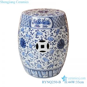 RYNQ250-B blue and white flower pattern ceramic garden stool