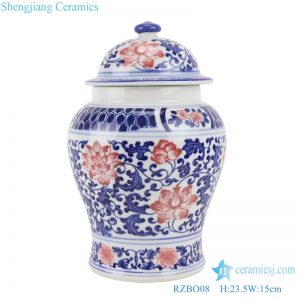 RZBO08 Blue and white youligong wrapped branch lotus general pot