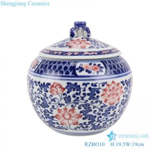 RZBO10 Blue and white youligong twig lotus tea canister storage tank