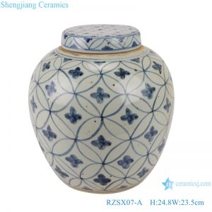 RZSX07-A Blue and white copper money grain tea jar ceramic storage jar
