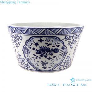 RZSX14 Blue and white fish algae-grain flower pot small pot