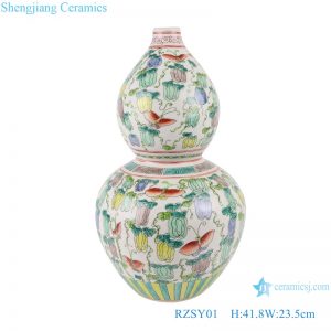 RZSY01 Colorful pumpkin and butterfly pattern gourd vase