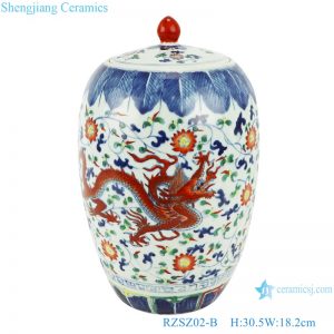 RZSZ02-B blue and white bucket colored glaze dragon - pattern wax gourd pot